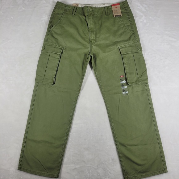 Levi's Ace Cargo Pants Men's 36x30 Green Relaxed Taper Leg 100% Cotton NWT - Picture 1 of 10